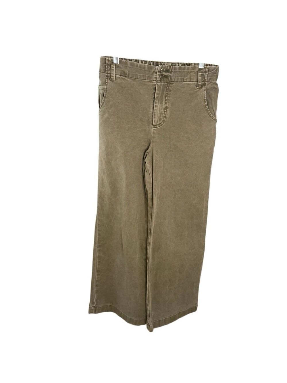 YOUNG FABULOUS AND BROKE Wide Leg Olive Color Pants With Pockets